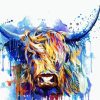 Splatter Highland Cow Head paint by number