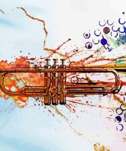 Splatter Jazz Trumpet paint by number