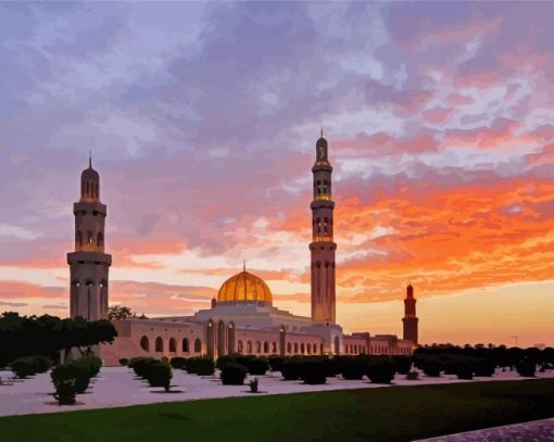 Sultan Qaboos Grand Mosque Muscat paint by numbers