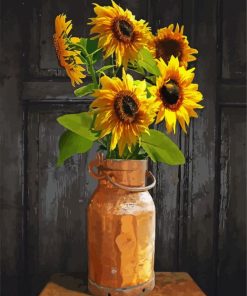 Sunflowers In Copper Milk Can paint by numbers