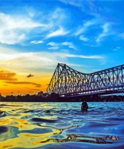 Sunrise At Howrah Bridge India paint by number