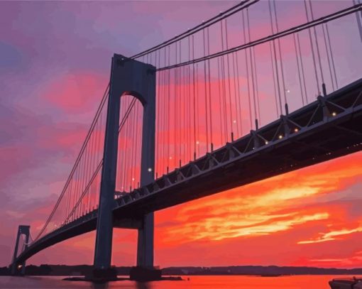 Sunset At Brooklyn Bridge paint by number