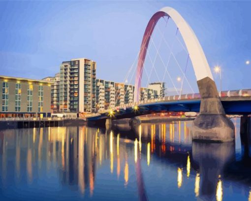 The Clyde Arc Bridge Glasgow paint by number