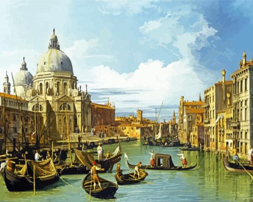 The Entrance To The Grand Canal Venice By Canaletto paint by number