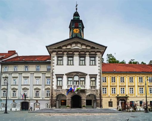 Town Hall Ljubljana paint by numbers