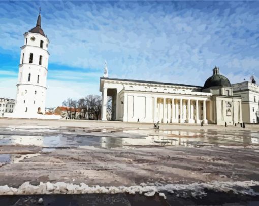 Vilnius Cathedral Lithuania paint by numbers