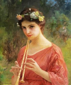 Young Woman Playing Flute paint by number