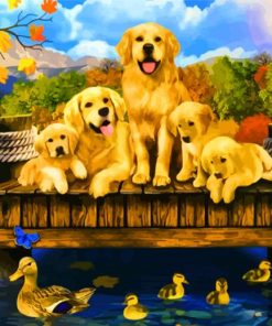 Adorable Dogs And Ducks paint by number