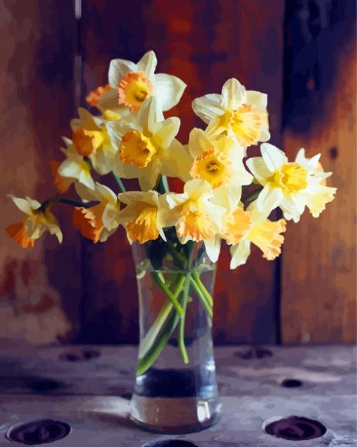 Aesthetic Vase Of Narcissus Flowers paint by number