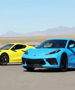 Blue And Yellow Chevrolet Corvette C8 paint by number