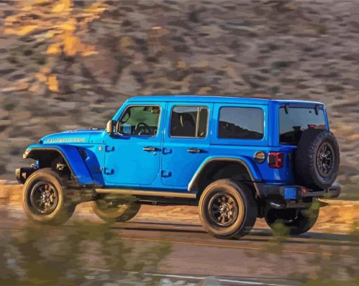 Blue Jeep paint by number