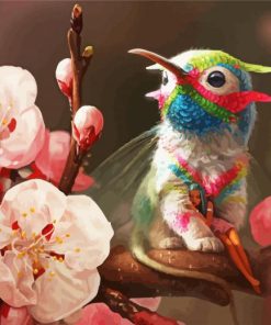 Cute Hummingbird And Flowers paint by number