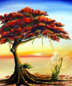 Flamboyan Tree Art paint by number