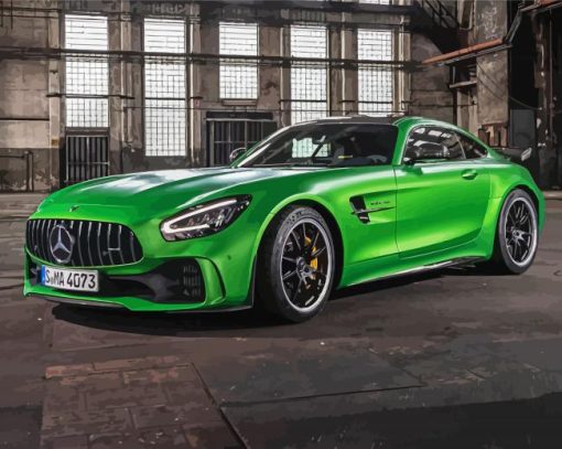 Green Mercedes Amg Gt Car paint by number