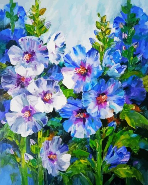 Hollyhocks Flowering Plant Art paint by number