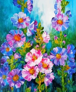 Hollyhocks Flowers Art paint by number