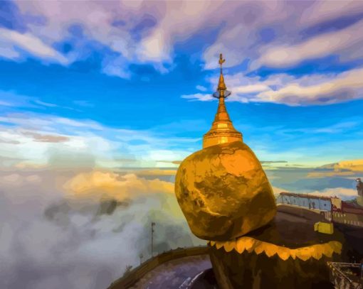 Kyaiktiyo Pagoda Myanmar paint by numbers