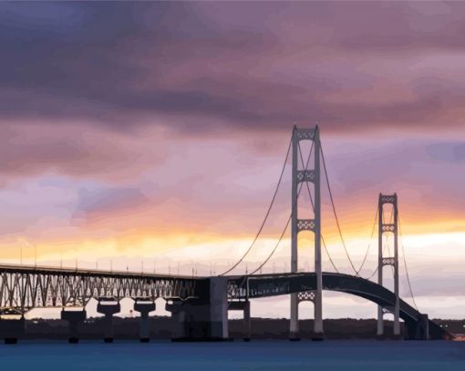 Mackinac Bridge Michigan paint by number