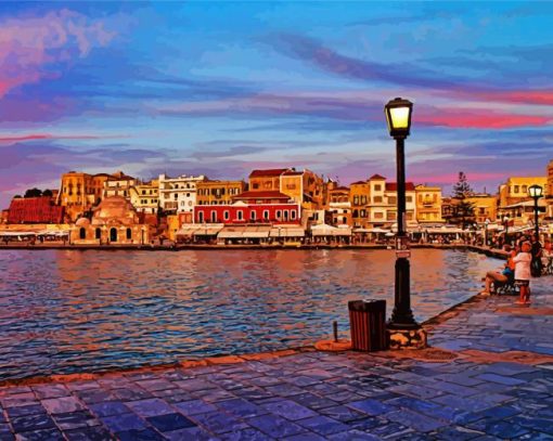 Old Venetian Port Of Chania Greece paint by number