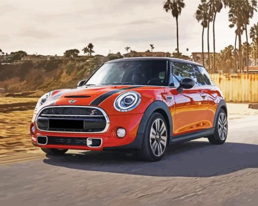 Orange Mini Cooper paint by numbers