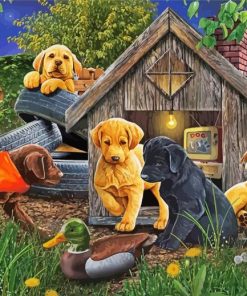 Puppies And Duck paint by numbers