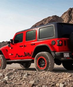 Red Jeep Car paint by numbers