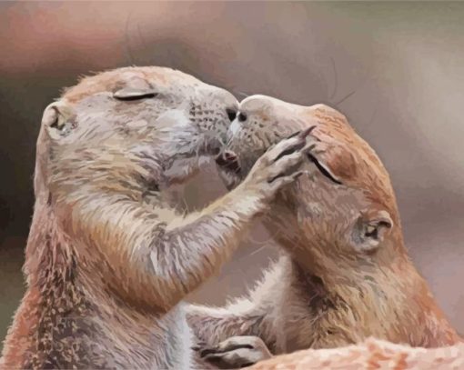 Romantic Gophers Kissing paint by number