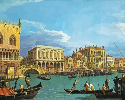 View Of The Riva Degli Schiavoni Venice By Canaletto paint by number