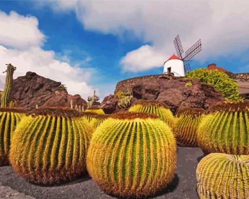 Windmill Lanzarote paint by numbers