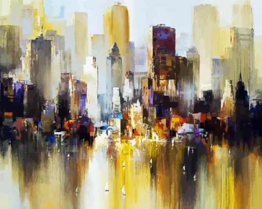 Abstract City Reflection paint by number