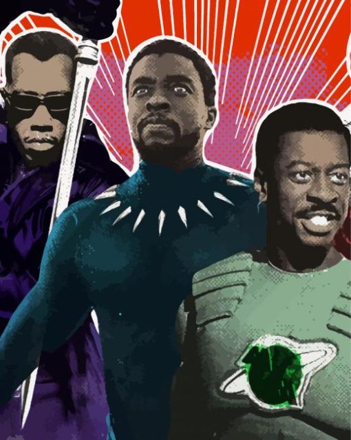 Aesthetic Black Superheroes paint by number