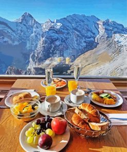 Aesthetic Breakfast By The Swiss Mountains paint by number