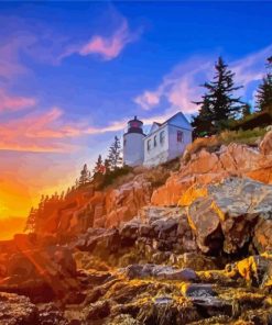 Bass Harbor Head Lighthouse paint by number