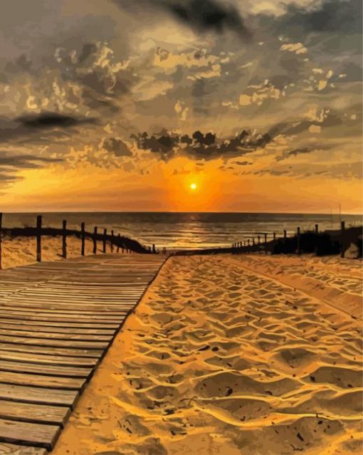 Beach Path At Sunrise paint by number