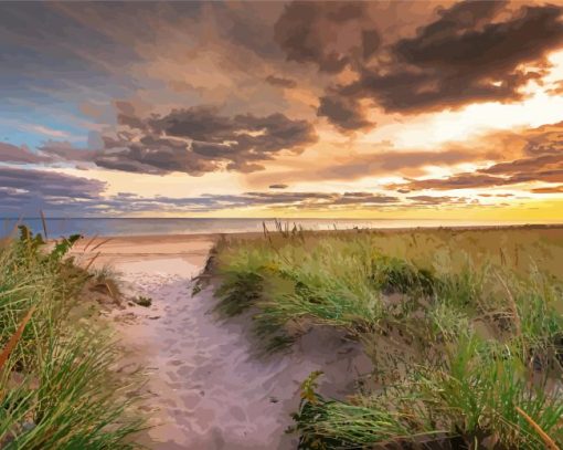 Beach Path At Sunset paint by number