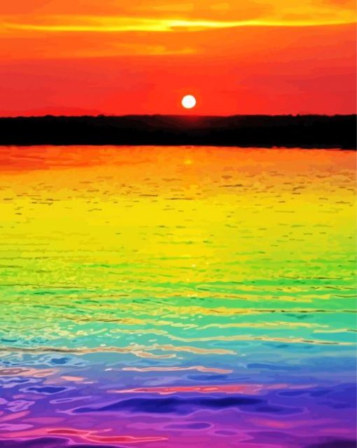 Beach Rainbow Sunset paint by number