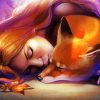 Beautiful Woman And The Fox paint by number