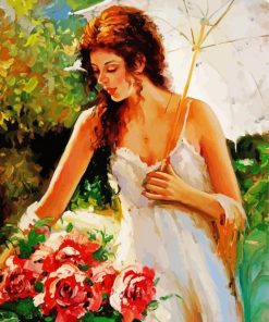 Beautiful Woman With Flowers paint by number