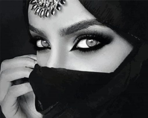 Black And White Arabian Women Eye paint by number