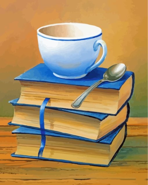 Coffee Cup On Books paint by number