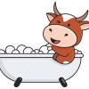 Cow In Bathtub Cartoon paint by numbers