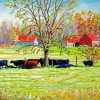 Cows And Farm House Art paint by number