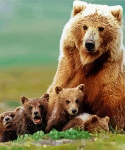 Cute Mama Bear And Her Babies paint by numbers