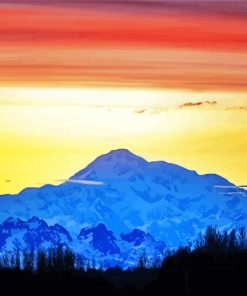 Denali Mountain At Sunset paint by number