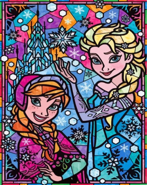 Disney Frozen Stained Glass paint by number