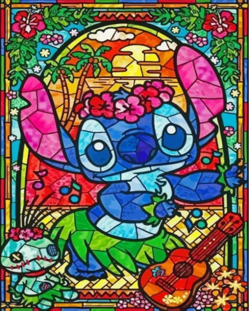 Disney Stitch Stained Glass paint by number