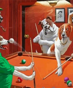 Dogs Playing Pool Art paint by number