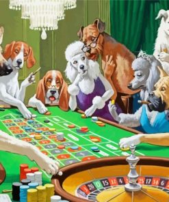 Dogs Playing Pool Game paint by number