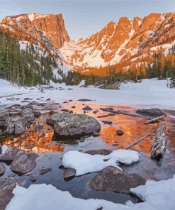 Dream Lake Colorado Winter Sunrise paint by number