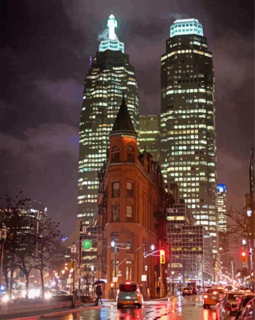 Flatiron Building At Night paint by number